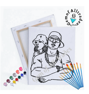 Pre-drawn Canvas man and woman with hat
